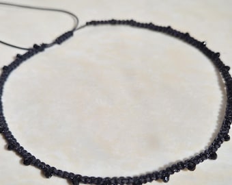 Tobillera con cuentas de macramé hecha a mano boho negro, nazar, nazaria, Kala dhagha