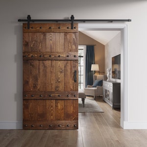 42"x84" Castle-Series interior barn door with hardware kit and a handle