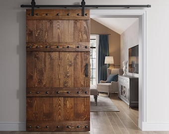 42"x84" Castle-Series interior barn door with hardware kit and a handle