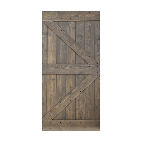 42 in. x 84 in. K-Series Dark Walnut DIY Finished Knotty Pine Wood Sliding Barn Door Slab with Hardware Kit 42 in. x 84 in. K-Series Dark Walnut DIY Finished Knotty Pine Wood Sliding Barn Door Slab with Hardware Kit