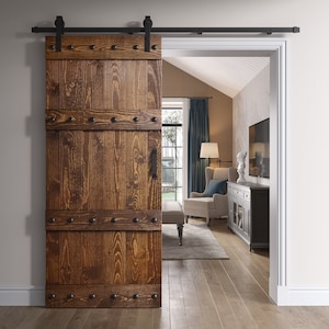 36&quot;x84&quot; Castle-Series interior barn door with hardware kit and a handle