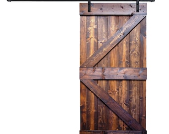 42 in. x 84 in. K-Series DIY Finished Knotty Pine Wood Sliding Barn Door Slab with Hardware Kit