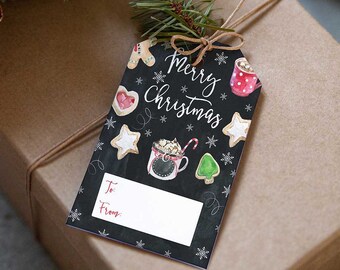 Christmas gift tags, holiday gift tags, printable gift tags, instant download gift tags, Christmas cookies tags, chalkboard gift tags, CT100