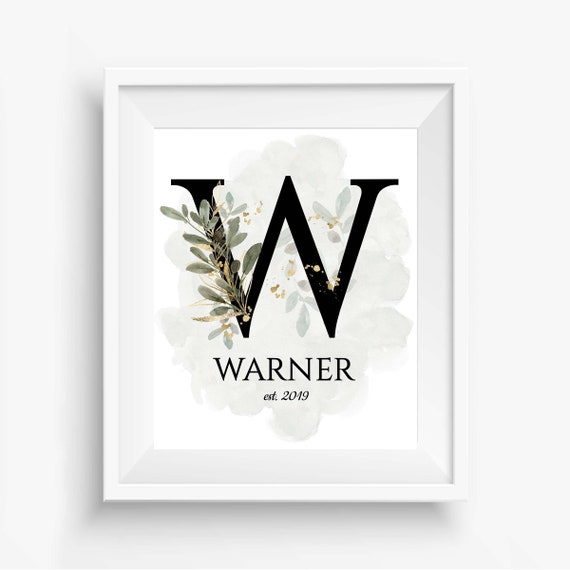 Family Monogram Wall Art Printable Letter W Editable - Etsy