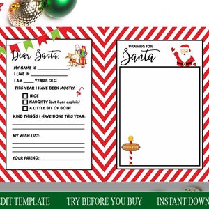 Carta para o Papai Noel, Carta do Papai Noel, Carta editável para o Papai Noel, Carta do Papai Noel para impressão, Carta DIY para o Papai Noel, CS100