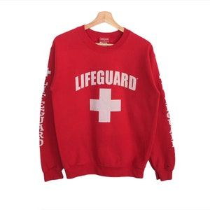 Vintage Lifeguard Big Logo Sweater Spellout  Pullover Jumper Sweatshirt