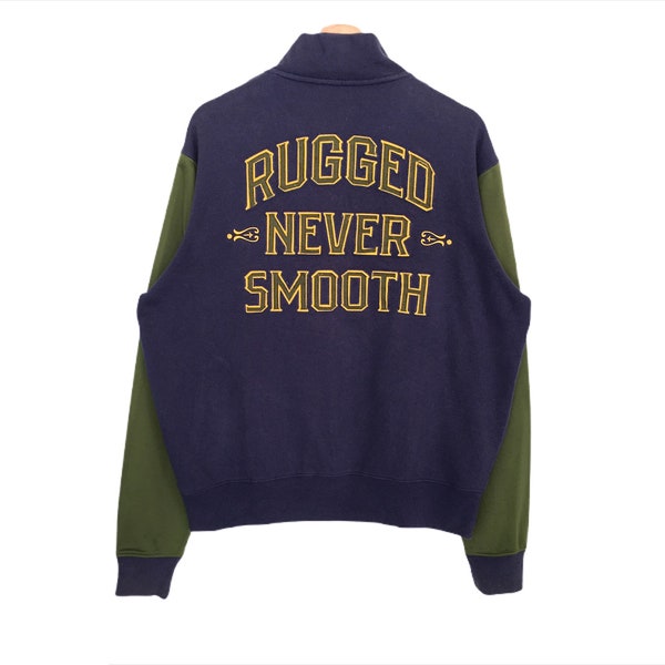 Vintage Rocawear Rugged Never Smooth Hip-Hop Varsity Jacket Sweater Spellout  Pullover Jumper Sweatshirt