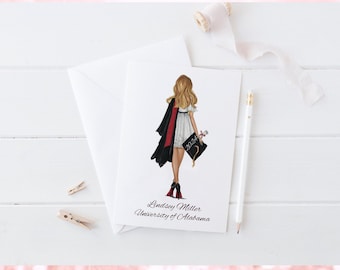 Graduation Greeting Card, Personalized Graduation Card | Graduation Card For Her | College Grad Gift, Grad card hand illustrated