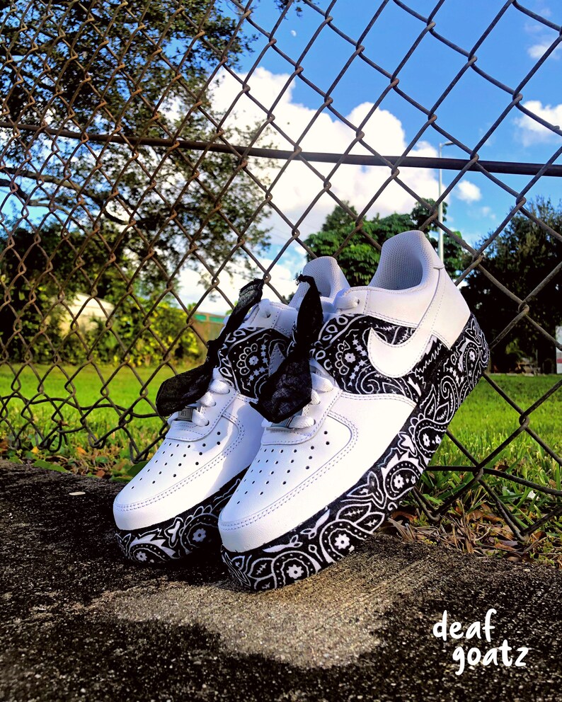 Bandana Air Force 1s Customs WHITE | Etsy