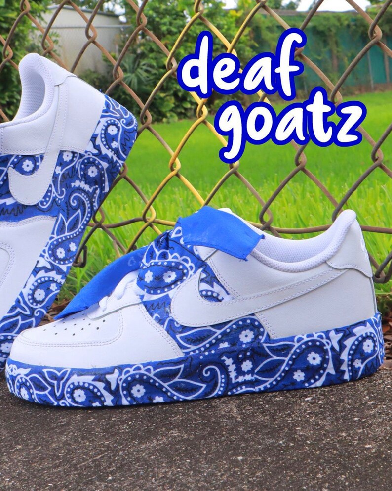 Bandana Air Force 1s Customs WHITE | Etsy