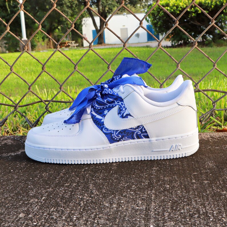 Bandana Air Force 1s Customs WHITE | Etsy