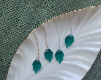 Bryn Leaf Threader Earrings