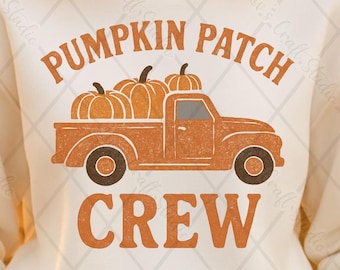 Pumpkin Patch Crew PNG: Jesienny projekt zabytkowej ciężarówki rolniczej (pobranie cyfrowe)