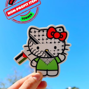Adesivo de gatinho Keffiyeh, palestino, Kufiyah, bandeira da Palestina, palestino, presentes grátis da Palestina, liberdade, Falasteen, gato hello kitty, gatinho