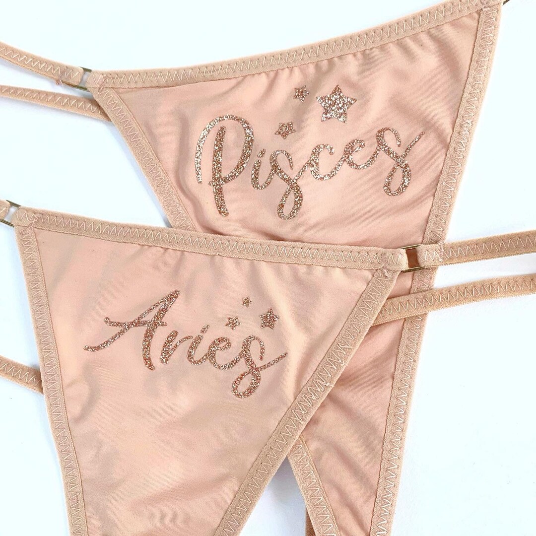 Rose Gold Shimmery Zodiac Panties Sparkly Pink Zodiac Thong Etsy