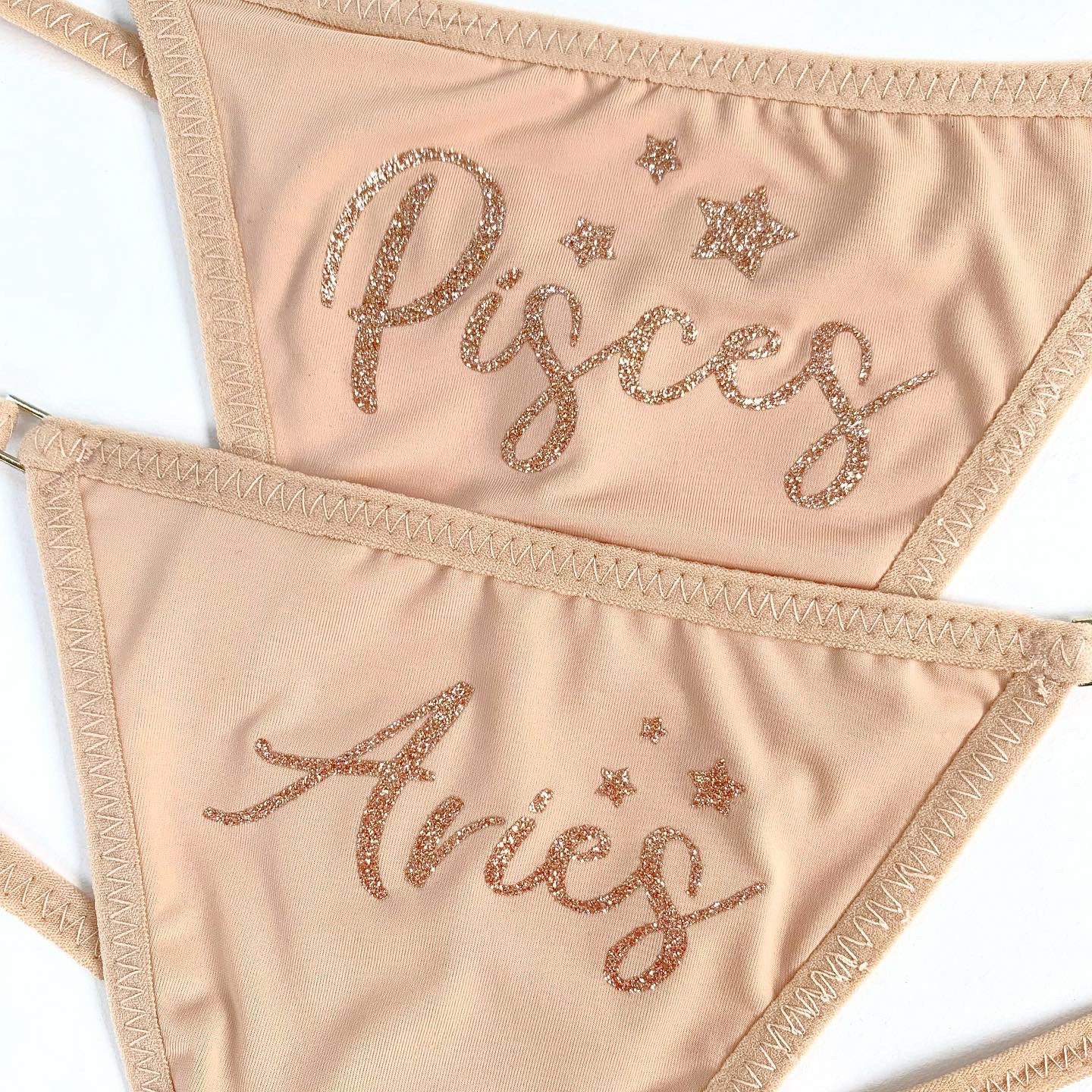 Rose Gold Shimmery Zodiac Panties Sparkly Pink Zodiac Thong Etsy