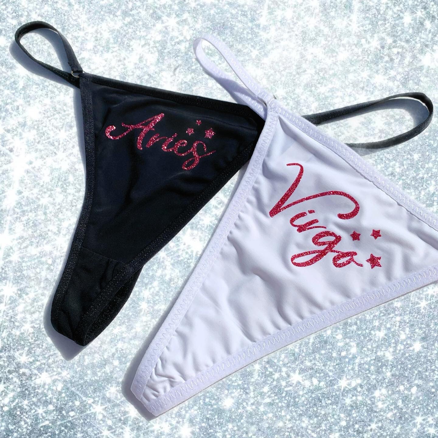 Sparkly Pink Zodiac Thong Shiny Panties Zodiac Underwear Etsy