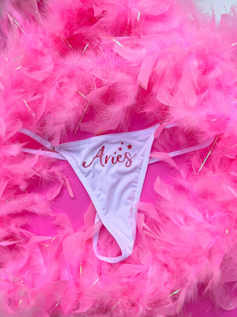 Sparkly Pink Zodiac Thong Shiny Panties Zodiac Underwear Etsy