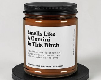 Gemini Birthday Gift Candle, Funny Astrology Gift for Her, Zodiac Humor Candle, Sarcastic Gift Best Friend, Gemini Season Present