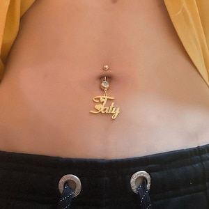 18K Custom Name Belly Ring Gold Body Jewelry Belly Piercing Dangle Chain 2024 Gifts for Her Trendy Body Piercing Accessories Etsy Canada