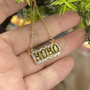 Colar personalizado com strass 18k, colar com nome e bolhas brilhantes, gargantilha de diamantes em prata e ouro, presentes luxuosos e personalizados 2024