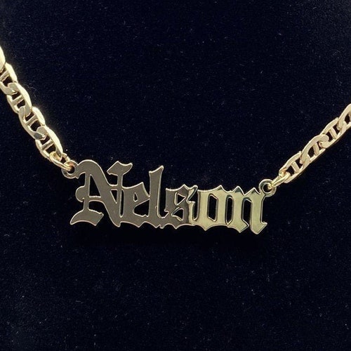 Personalized Gold Name Necklace Name Necklace Bold Figaro Etsy UK