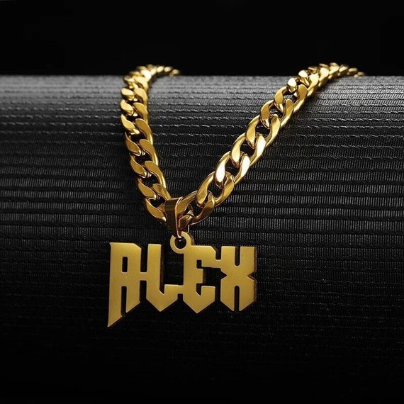 Buy 18K Gold Personalized Name Necklace, 5mm Cuban Chain, Link