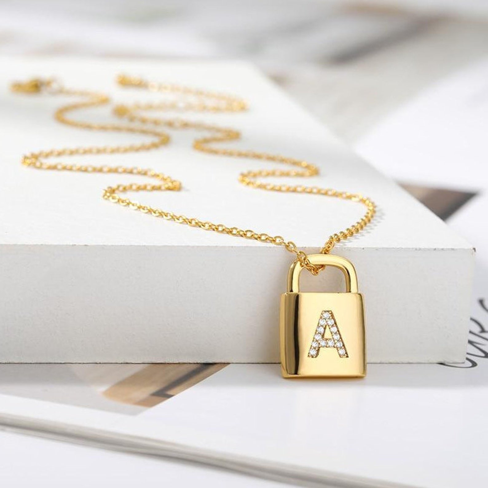 Goldie Locks Necklace Personalized Initial Letter Necklace Etsy