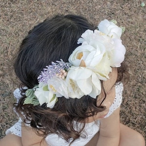 White, Cream, Ivory, Pink flower crown, Boho flower crown for toddlers/adults, 1st birthday flower crown, Smash cake/mommy and me photoshoot