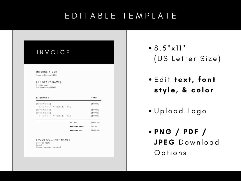 Simplistic Invoice Picture Simplistic Invoice Template Editable Template Modern Client Invoice ...