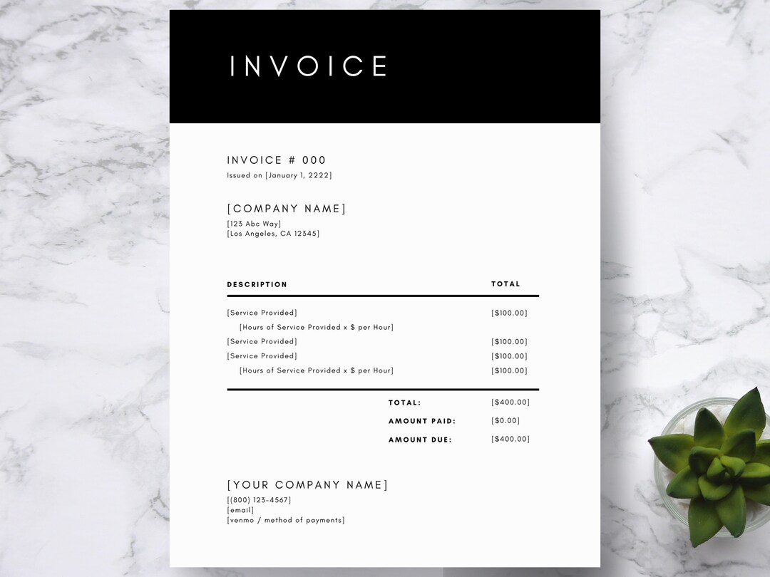 Simplistic Invoice Picture Simplistic Invoice Template Editable Template Modern Client Invoice ...