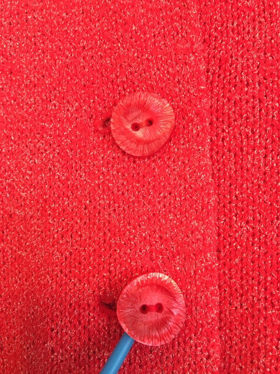 Vintage 30’s Metallic and Coral Knit Rare Button … - image 4
