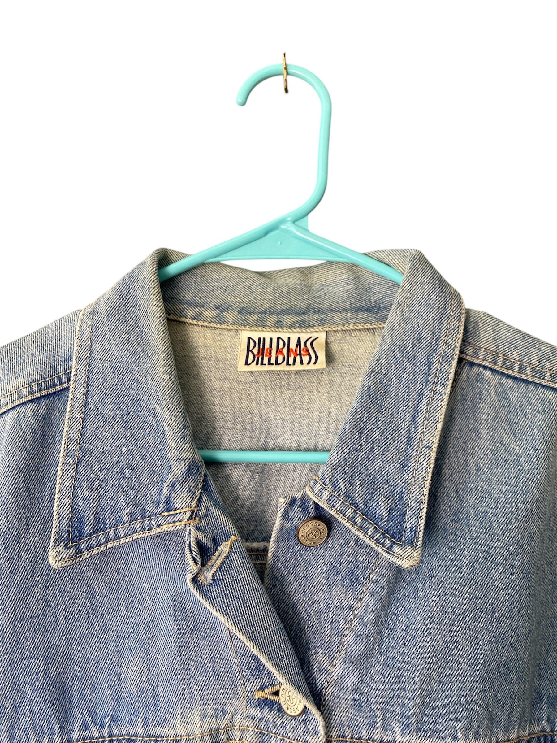 Vintage 90s Bill Blass Blue Jean Jacket Small Unisex Classic 