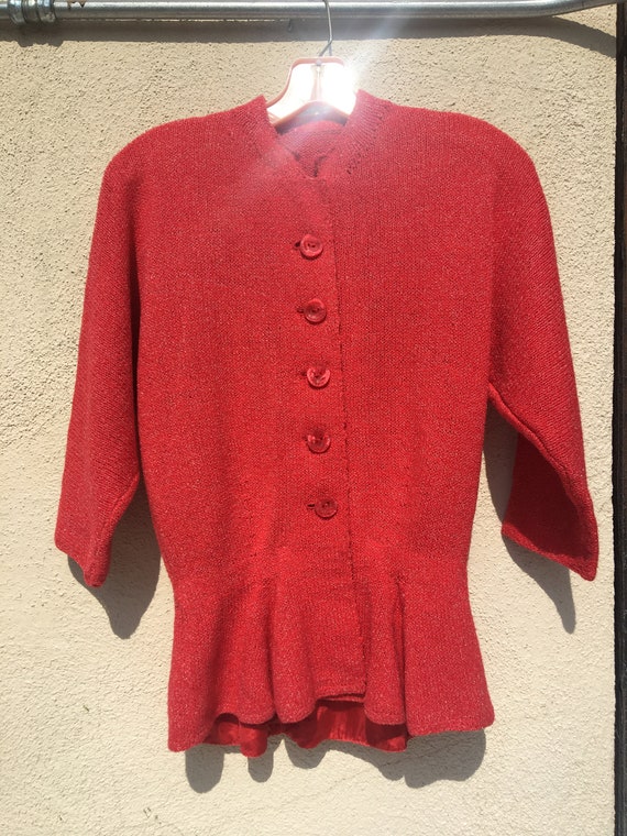 Vintage 30’s Metallic and Coral Knit Rare Button … - image 3