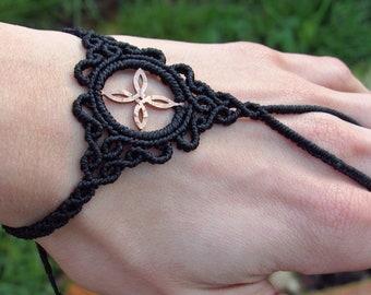 Handmade Handcut Coin Celtic Knot Design Macrame Slave Bracelet