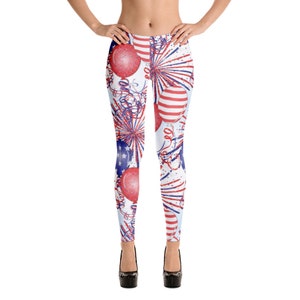 Balloon and Firework USA Celebration Leggings