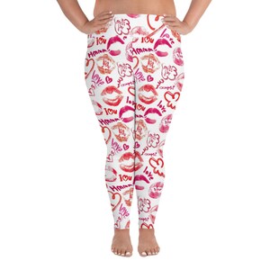Lipstick Drawn Valentine&#39;s Day Plus Size Leggings