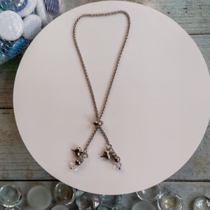 Heart and Bead Charms Adjustable Rolo Chain Bracelet