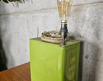 Green Rustic Retro Vintage Upcycled Fuel Can Oil Can Petrol Can Handmade