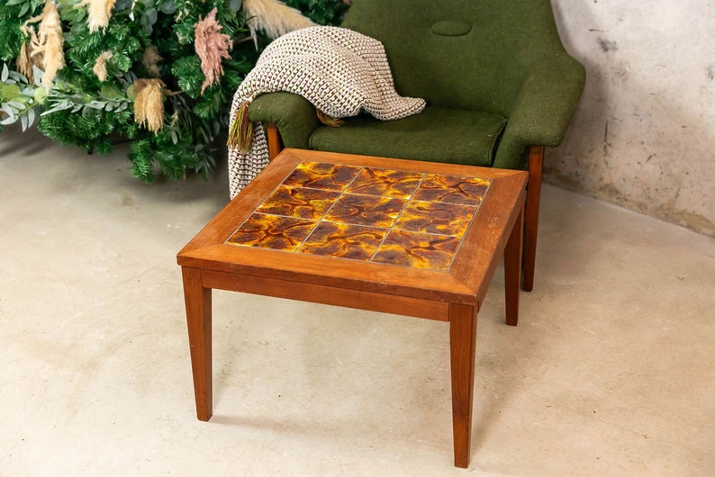 Tiled Top Mid Century Teak Coffee Table image 7