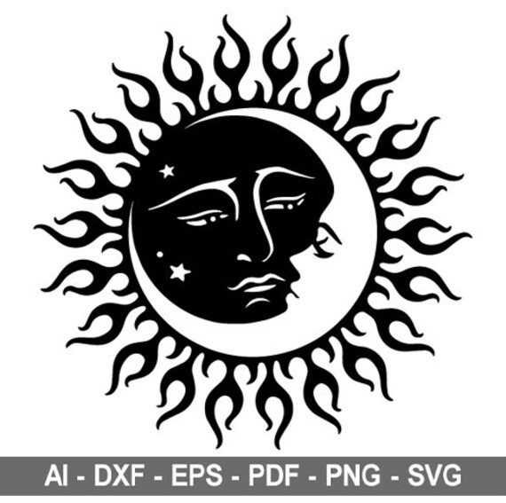 Download Sun Moon Face Svg Sun Svg Moon And Stars Vintage Sun Moon Etsy PSD Mockup Templates