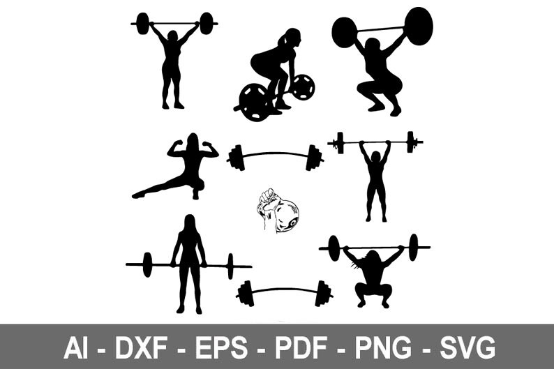 Weight Lifters SVG Women Weight Lifter Silhouette Female Etsy
