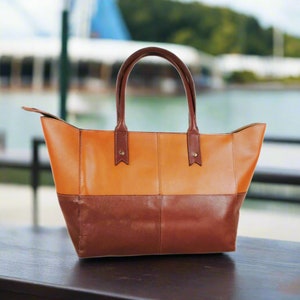 Sac fourre-tout en cuir marron pour femme, sac de voyage pour ordinateur portable avec fermeture éclair, sac à main professionnel personnalisé, sac de plage en cuir, sac fourre-tout de voyage