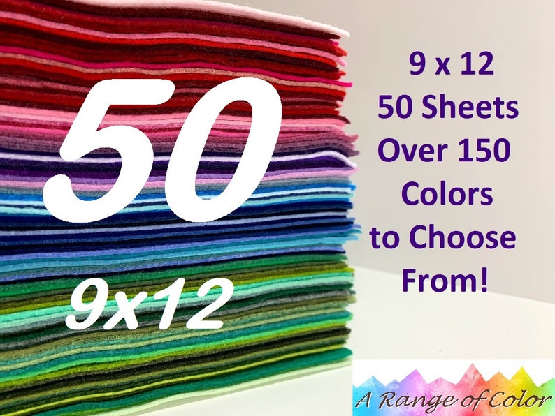 50 Pack of 9x12 Wool Blend Felt Sheets