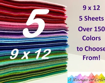 5 Pack of 9x12 Wool Blend Felt Sheets
