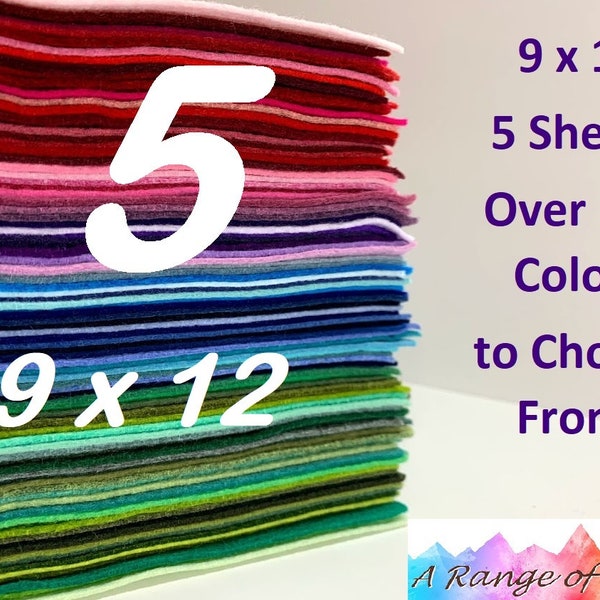 5 Pack of 9x12 Wool Blend Felt Sheets