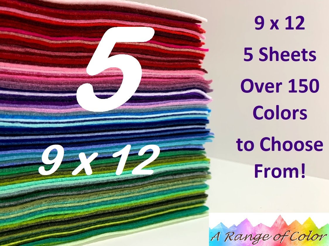 9x12 Wool Felt Sheets A Collection of Heathers 8 Sheets of Felt 
