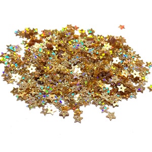 5mm Hologram Gold Stars Sequins