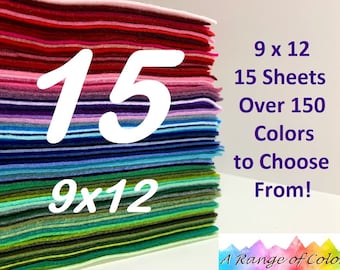 15 Pack of 9x12 Wool Blend Felt Sheets