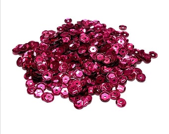 Metallic Rose Red Slightly Cupped Sequins Multiple Sizes Available